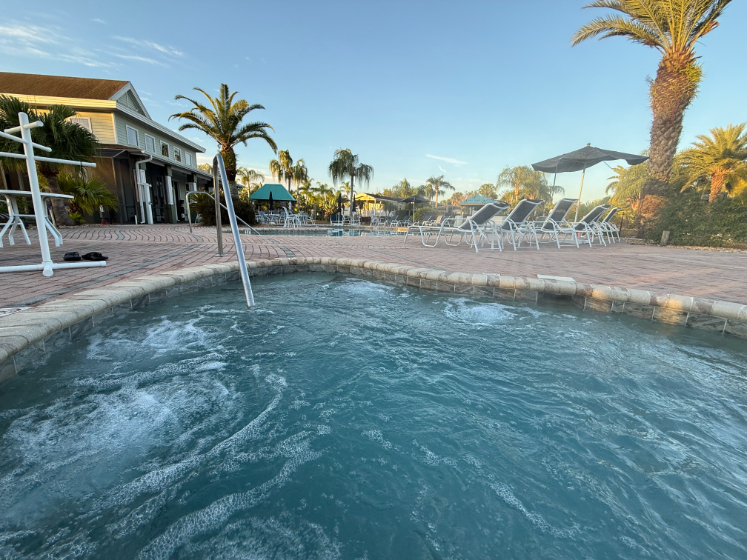 Take a refreshing soak in our hot tub in the morning